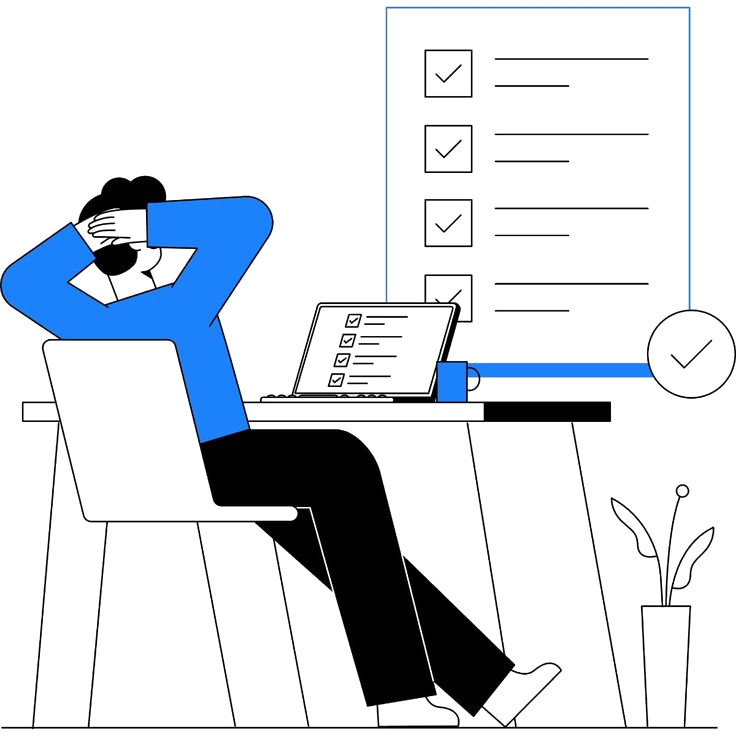 Illustration of a person reviewing a completed checklist